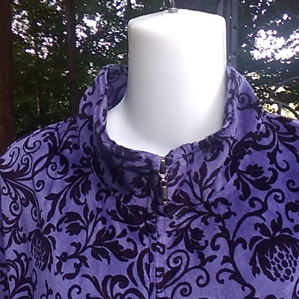 Northern Reflections Velour Purple with Black full Zip Track Jacket Women L Y2K - Picture 2 of 16
